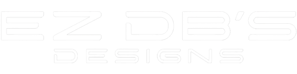 EZ DB's Designs white logo — custom subwoofer enclosure blueprints